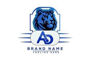 AD Tiger logo Blue Design. Vector logo design for business.