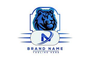 N Tiger logo Blue Design. Vector logo design for business.