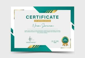 Dark green and gold geometric effect achievement certificate template vector