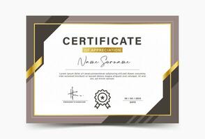 Brown and gold geometric effect certificate of achievement template. Vector