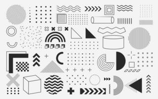 A collection of abstract geometric shapes. Memphis design, retro bauhaus elements. Dark. For web, advertising, banners,business. Etc. Vector illustration