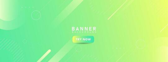 Banner background. Colorful. Green and yellow gradation. Memphis geometric. Modern vector