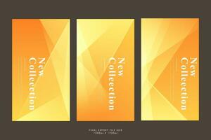 Creative story background. Abstract. Orange and yellow gradation . Slash effect style. Pattern. Set collection vector