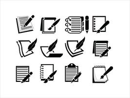cuaderno y bolígrafo icono diseño símbolos vector