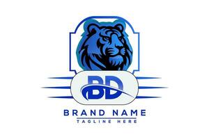 BD Tiger logo Blue Design. Vector logo design for business.