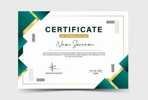 Dark green and gold geometric effect achievement certificate template. Halftone. Frame vector