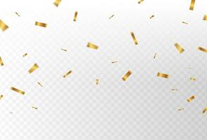 Lots of Falling Gold Confetti With Ribbons Falling On Celebration and Party Event Background. Vector