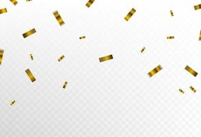 Lots of Falling Gold Confetti With Ribbons Falling On Celebration Party Event Background. rectangle Vector design.