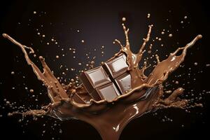 AI generated splash of chocolate or Cocoa. Generative AI photo