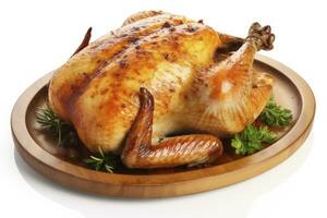 AI generated Roasted chicken on isolated white background. AI Generated photo
