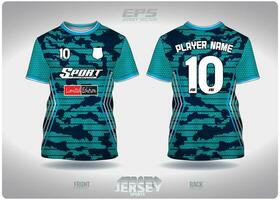 EPS jersey sports shirt vector.mint green camouflage in honeycomb pattern design, illustration, textile background for round neck sports t-shirt, football jersey shirt vector