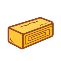 Rolled egg tamagoyaki yellow colored vector icon illustration outlined isolated on plain white background. Simple flat sweet and salty food cartoon art styled drawing.