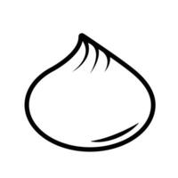 Bao Zi or Bakpao dimsum vector icon outlined isolated on plain horizontal white background. Simple flat minimalist chinese food dimsum drawing with cartoon art style.