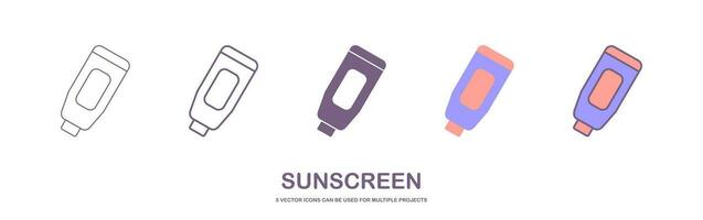 Sunscreen icon on white background. Vector illustration in trendy flat style.