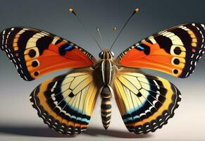 ai generado un mariposa es sentado en un planta con hojas foto