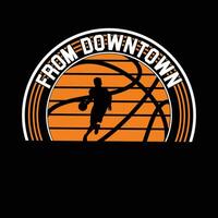 From downtown, basketball t-shirts design. vector