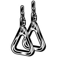 AI generated a pair of metal hooks with a chain attached to them png