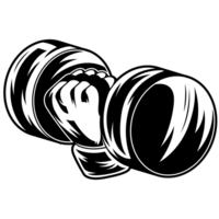 AI generated a black and white illustration of a dumbbell png