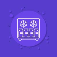 vaccine in the fridge, medical storage line icon vector