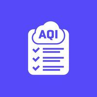 Air quality index, AQI icon with a checklist, vector