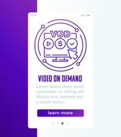 VOD, video on demand mobile banner with line icon vector