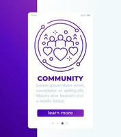 community, people mobile banner with line icon vector