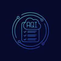 Air quality index, AQI icon with a checklist, linear design vector