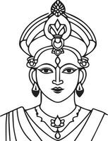 el cara de el diosa en indio estilo vector