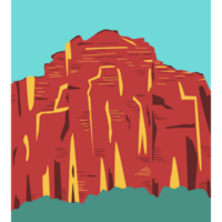 AI generated a red rock with the word zion on it png