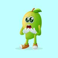 Cute manggo character with a surprised face and open mouth vector