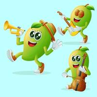 Cute manggo characters playing musical instruments vector