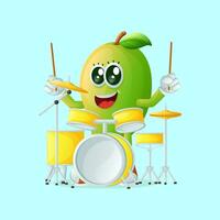 Cute manggo character playing musical instrument vector