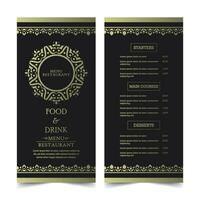 Luxury Menu Layout with Ornamental Elements vector