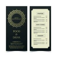 Luxury Menu Layout with Ornamental Elements vector