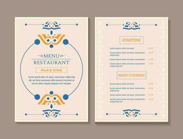 Menu Layout with ornamental Elements vector