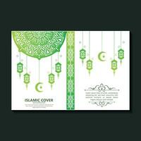 elegant green ramadan islamic ornament cover vector