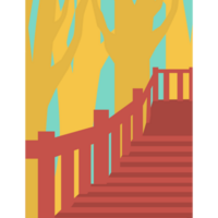 AI generated a wooden bridge with trees and a path png