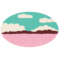 ai gegenereerd een roze en blauw landschap met wolken en bergen png