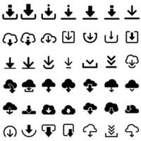 Download icon vector set. Upload button illustration collection. Load symbol or logo.