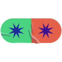 AI generated two pills with blue and red stars on them png