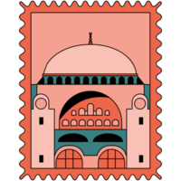 AI generated a stamp with a picture of a mosque png