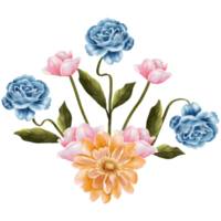 AI generated a bouquet of flowers on a transparent background png