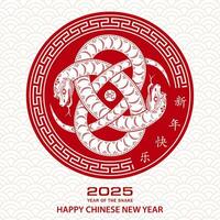 Happy Chinese new year 2025 Zodiac sign, year of the Snake vector