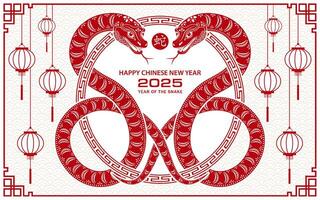 Happy Chinese new year 2025 Zodiac sign, year of the Snake vector