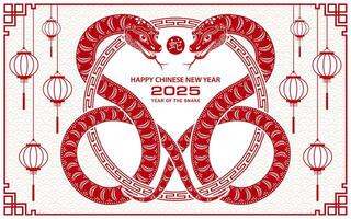 Happy Chinese new year 2025 Zodiac sign, year of the Snake vector