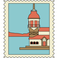 AI generated a postage stamp with a lighthouse on it png