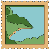 AI generated a cartoon of a lake and trees png