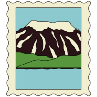 AI generated a postage stamp with a mountain in the background png