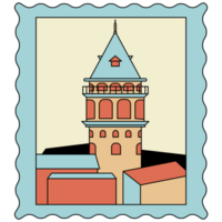 ai generiert ein Illustration von ein Turm mit ein Uhr auf oben png