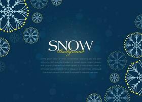 Snow Background with ornament Snowflake with blue background vector